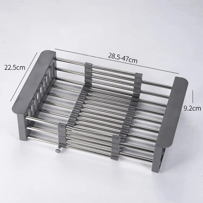 Roll up Triangle Dish Drying Rack Foldable Stainless Steel Kitchen Sink Organizer Corner Sponge Rag Holder