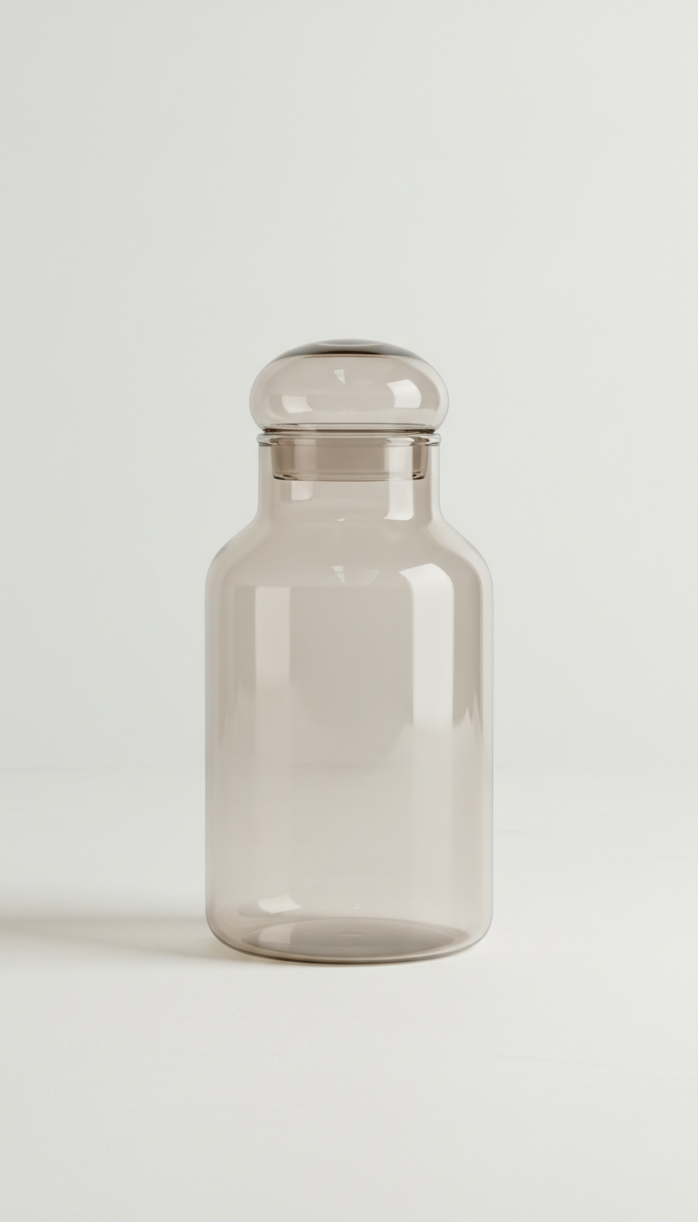 Soft Taupe Glass Carafe With Lid