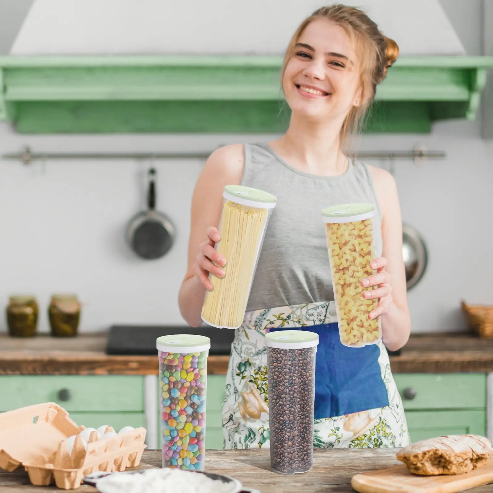 1Pc Noodles Sealed Can Wheat Pasta Plastics Organizer Airtight Sealed Containers Divided Can Storage Boxs Kitchen Accessories