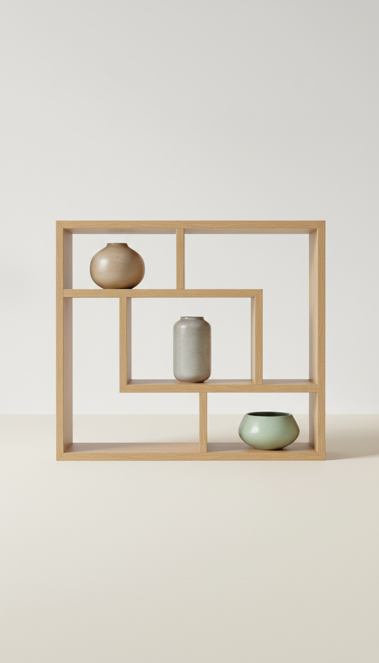 Natural Wood Modular Shelf Unit