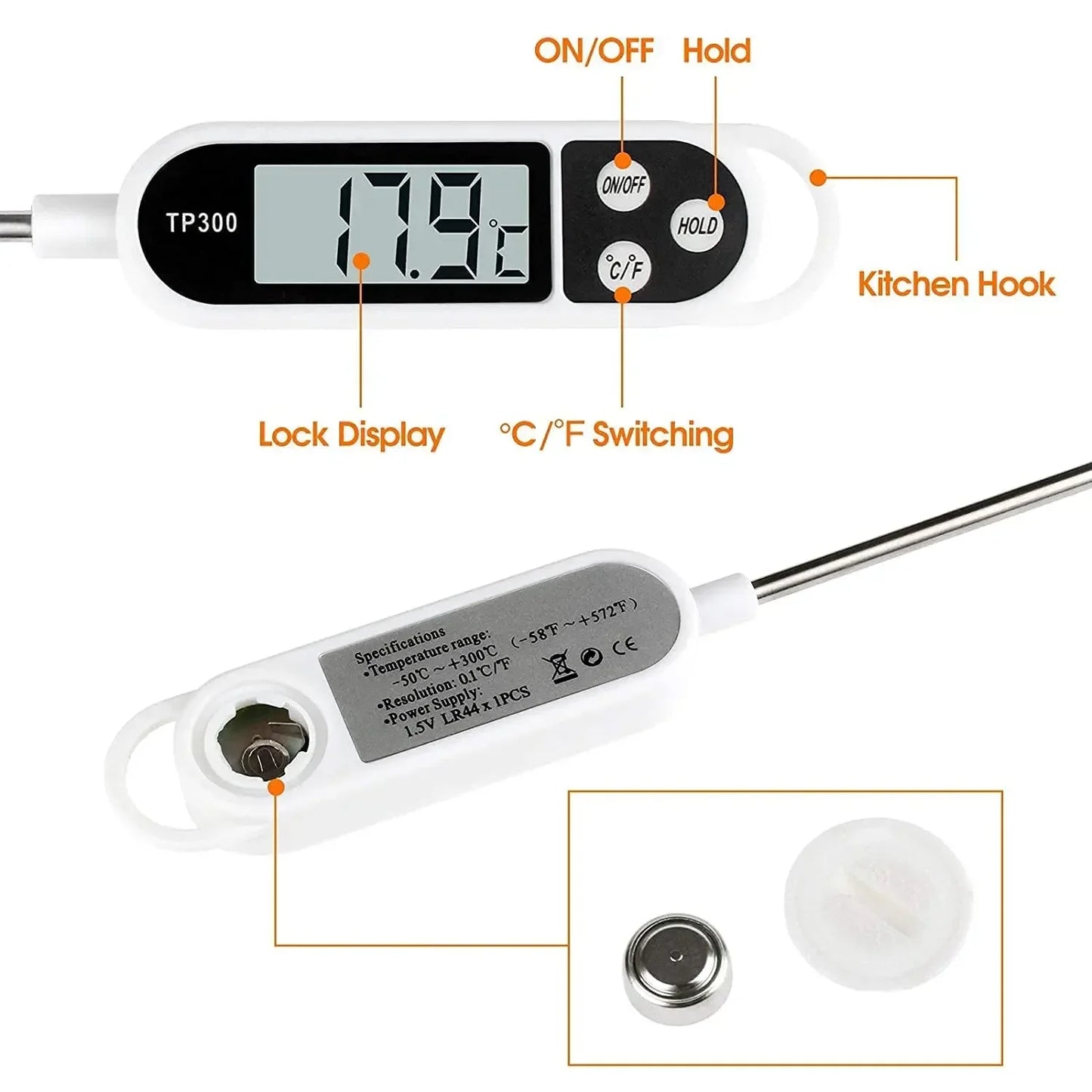 Digital Kitchen Thermometer Digital Temperature Measuringtool for Meat Electronic Food Thermometer LCD Display Food Thermometer